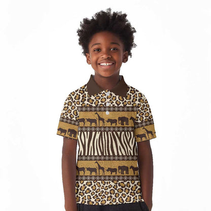 Leopards and Zebra Skins Kid Polo Shirt Mix African Pattern