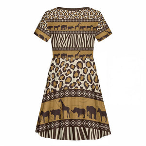 Leopards and Zebra Skins Kid Short Sleeve Dress Mix African Pattern