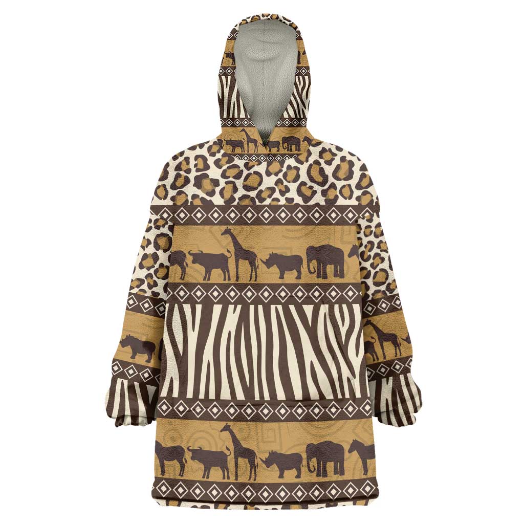 Leopards and Zebra Skins Kid Wearable Blanket Hoodie Mix African Pattern