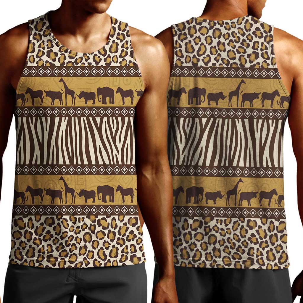 Leopards and Zebra Skins Men Tank Top Mix African Pattern