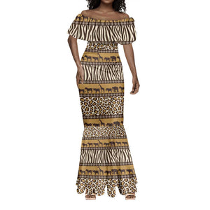 Leopards and Zebra Skins Mermaid Dress Mix African Pattern