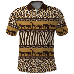 Leopards and Zebra Skins Polo Shirt Mix African Pattern