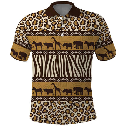 Leopards and Zebra Skins Polo Shirt Mix African Pattern