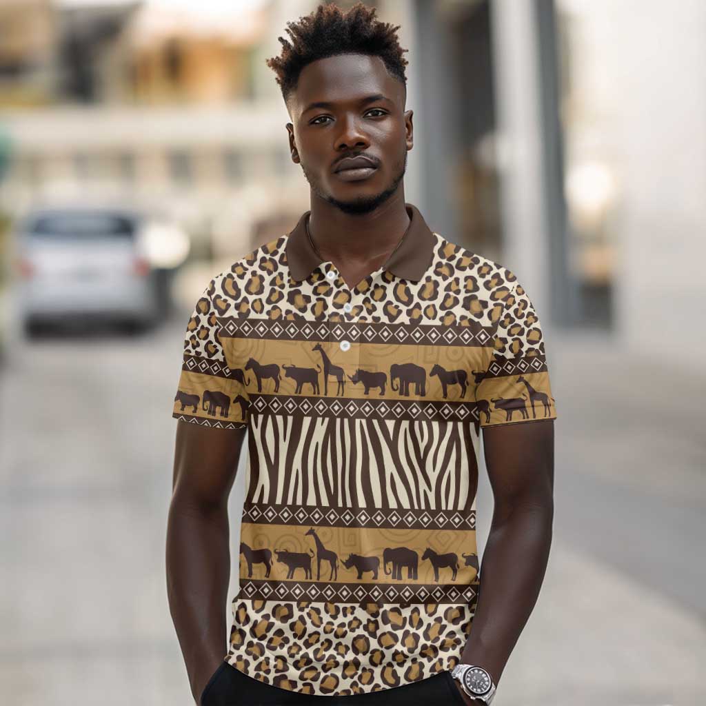 Leopards and Zebra Skins Polo Shirt Mix African Pattern