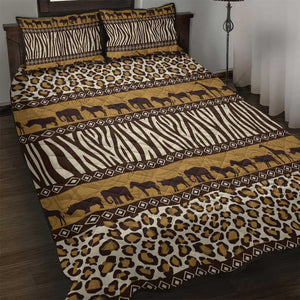 Leopards and Zebra Skins Quilt Bed Set Mix African Pattern