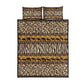 Leopards and Zebra Skins Quilt Bed Set Mix African Pattern