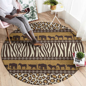 Leopards and Zebra Skins Round Carpet Mix African Pattern