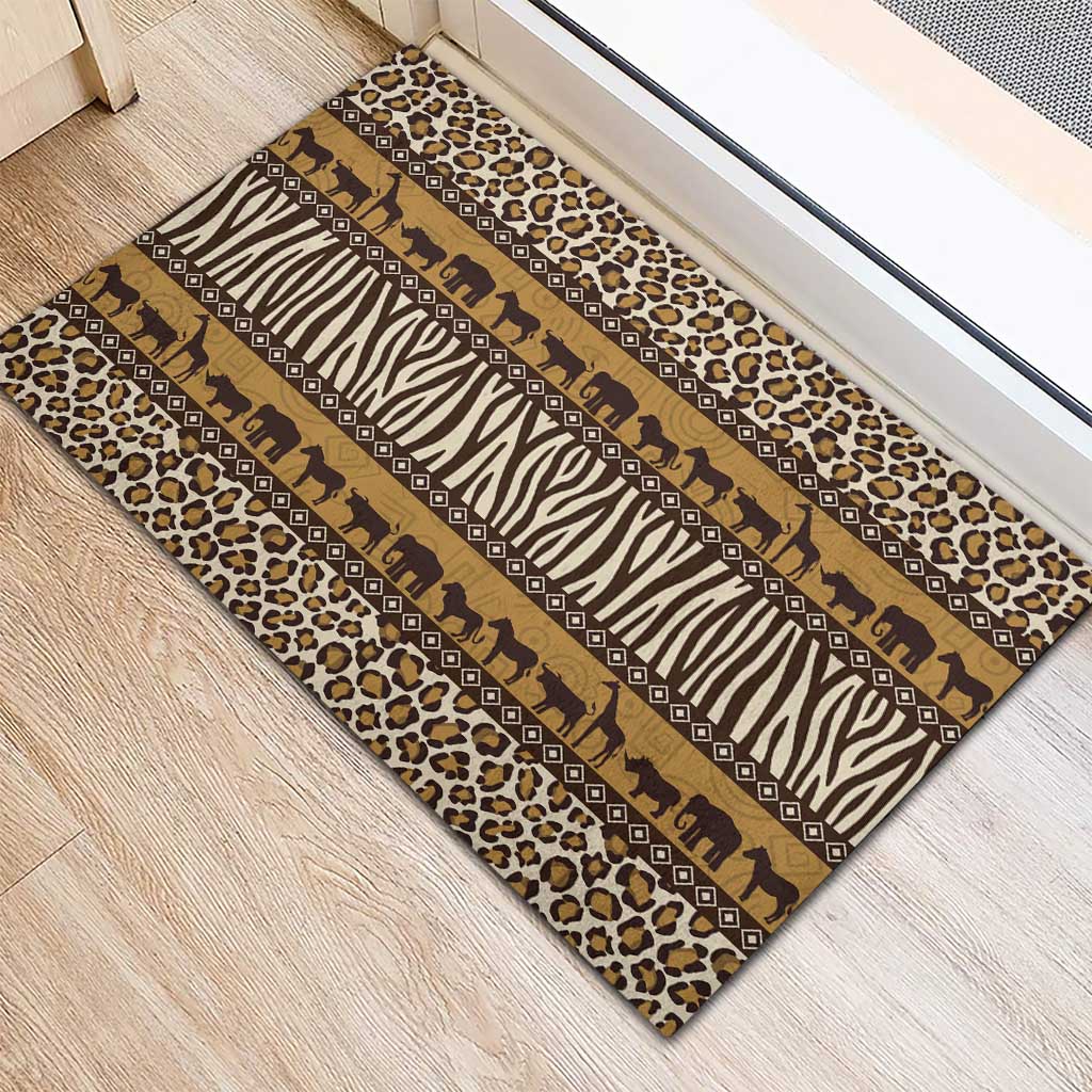 Leopards and Zebra Skins Rubber Doormat Mix African Pattern