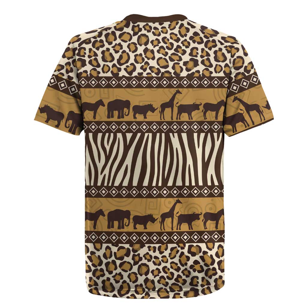 Leopards and Zebra Skins Rugby Jersey Mix African Pattern