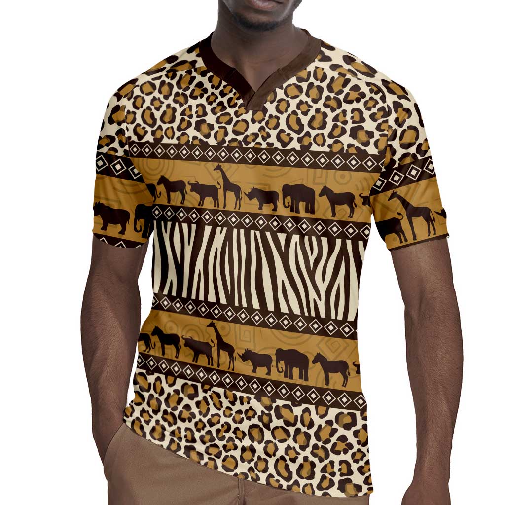 Leopards and Zebra Skins Rugby Jersey Mix African Pattern