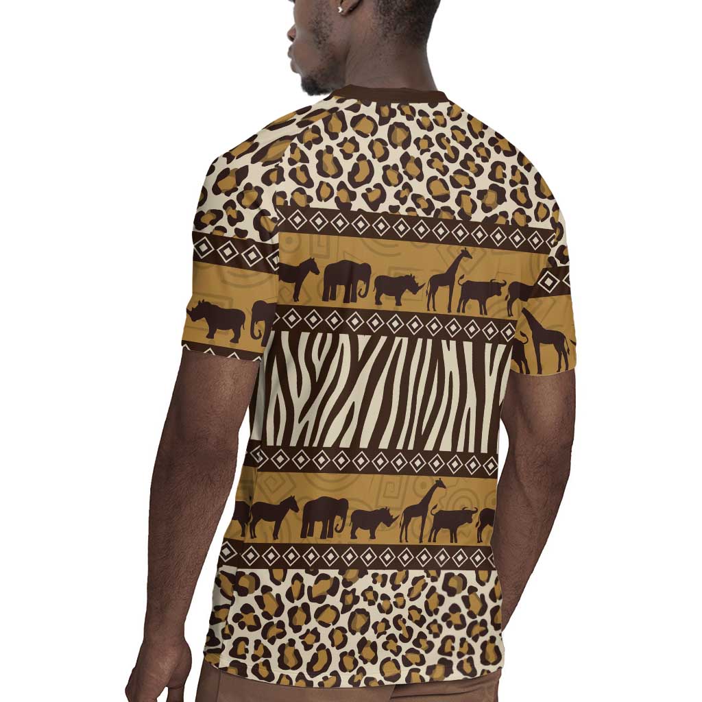 Leopards and Zebra Skins Rugby Jersey Mix African Pattern
