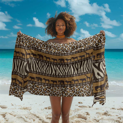 Leopards and Zebra Skins Sarong Mix African Pattern