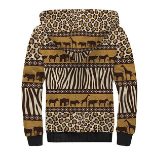 Leopards and Zebra Skins Sherpa Hoodie Mix African Pattern
