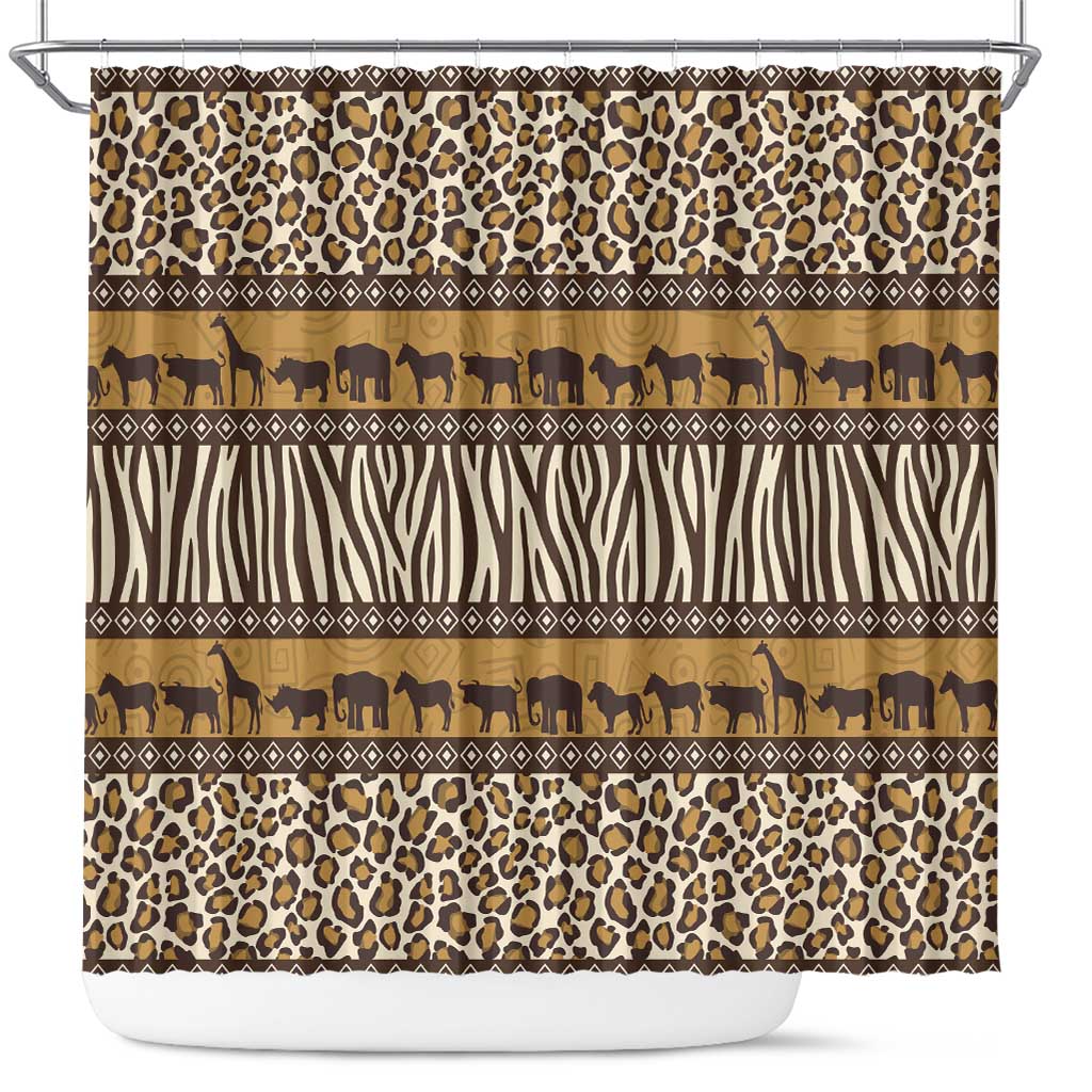 Leopards and Zebra Skins Shower Curtain Mix African Pattern