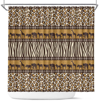 Leopards and Zebra Skins Shower Curtain Mix African Pattern