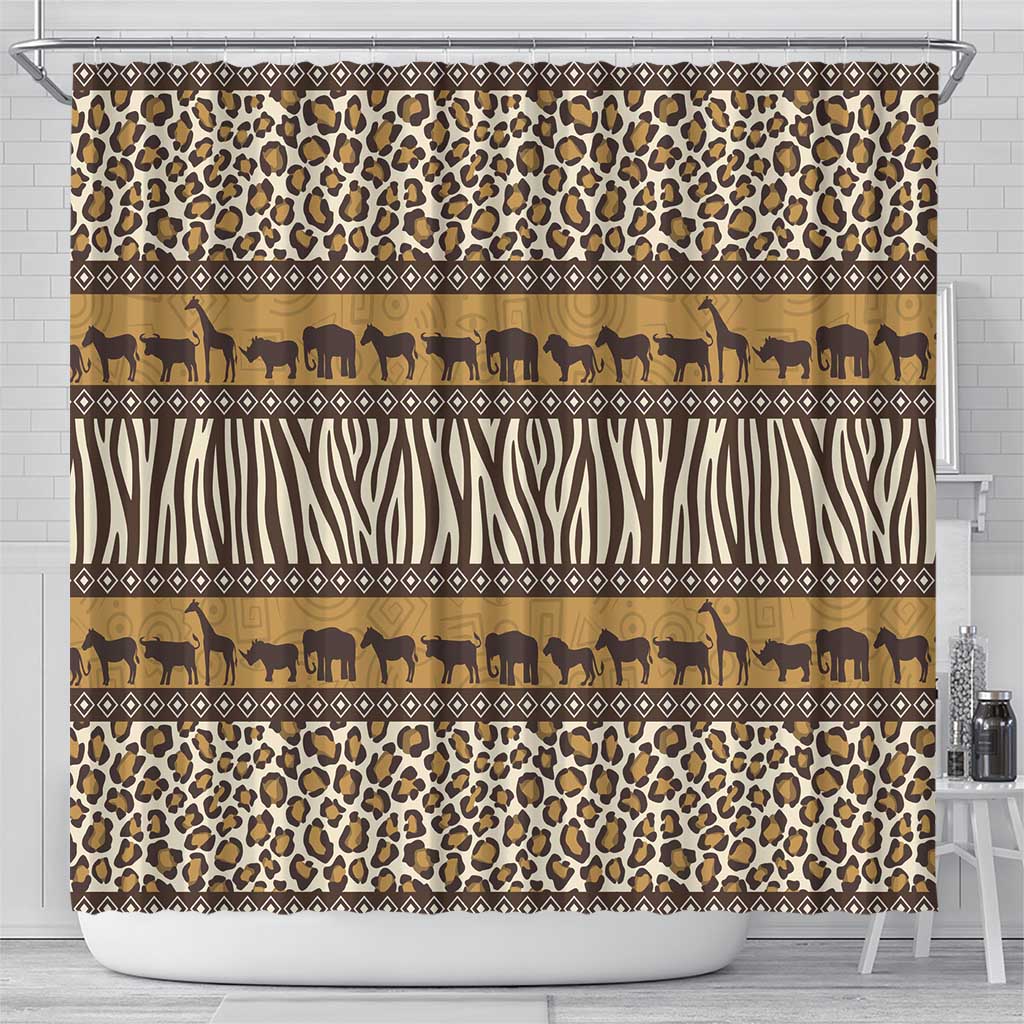 Leopards and Zebra Skins Shower Curtain Mix African Pattern