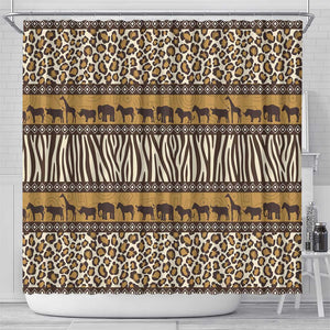 Leopards and Zebra Skins Shower Curtain Mix African Pattern