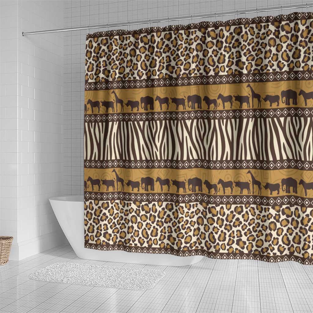 Leopards and Zebra Skins Shower Curtain Mix African Pattern