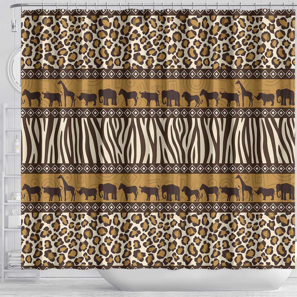 Leopards and Zebra Skins Shower Curtain Mix African Pattern