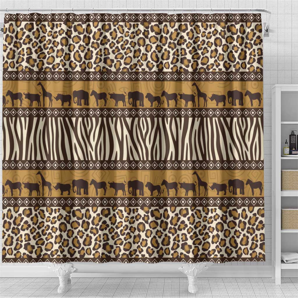 Leopards and Zebra Skins Shower Curtain Mix African Pattern