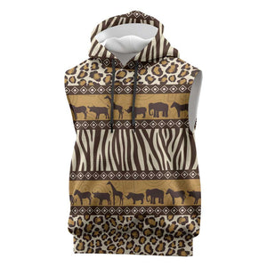 Leopards and Zebra Skins Sleeveless Hoodie Mix African Pattern - African Pride