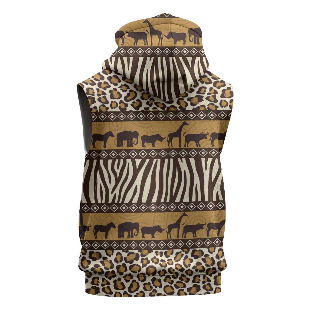 Leopards and Zebra Skins Sleeveless Hoodie Mix African Pattern - African Pride