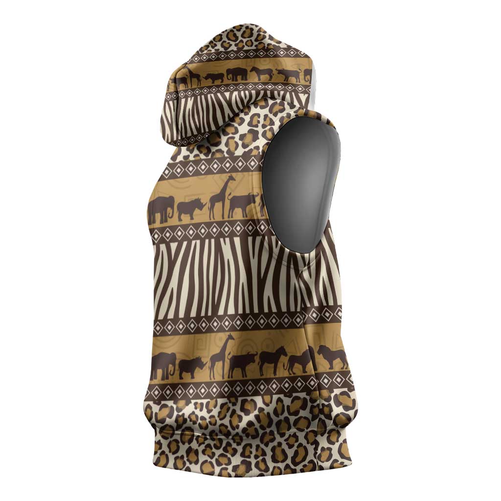 Leopards and Zebra Skins Sleeveless Hoodie Mix African Pattern - African Pride
