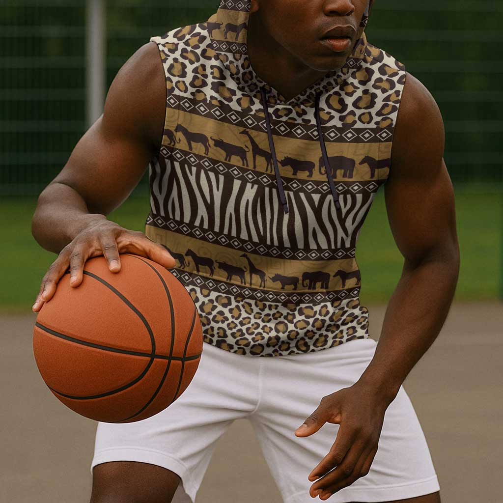 Leopards and Zebra Skins Sleeveless Hoodie Mix African Pattern - African Pride