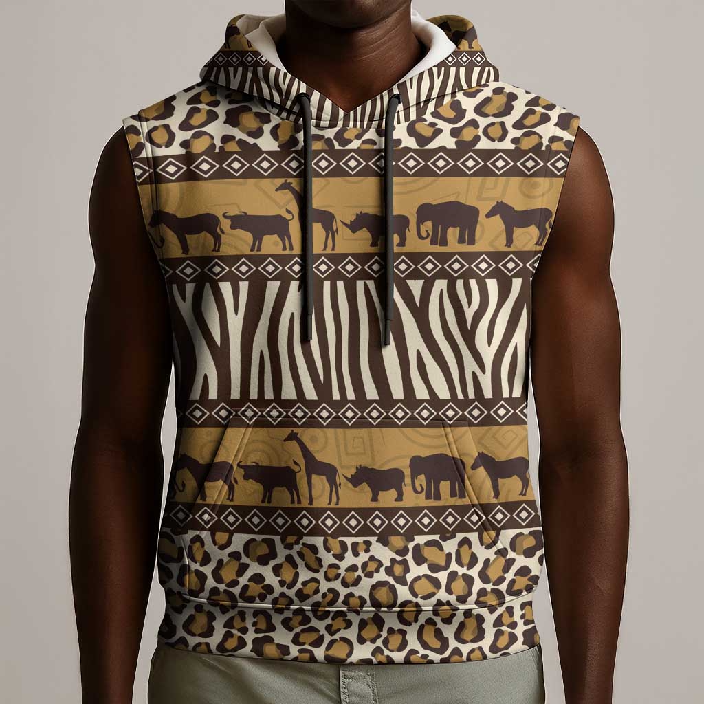 Leopards and Zebra Skins Sleeveless Hoodie Mix African Pattern - African Pride
