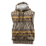Leopards and Zebra Skins Sleeveless Zip Hoodie Mix African Pattern - African Pride