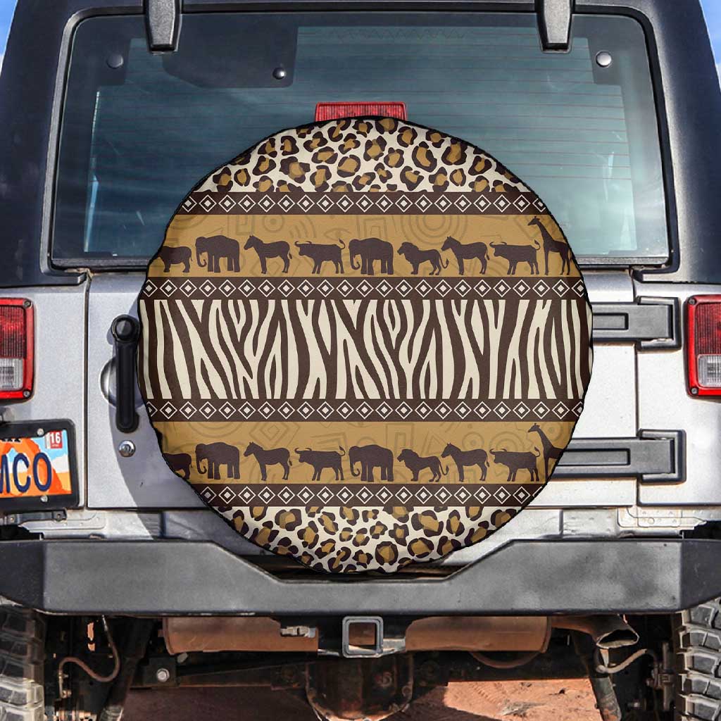 Leopards and Zebra Skins Spare Tire Cover Mix African Pattern