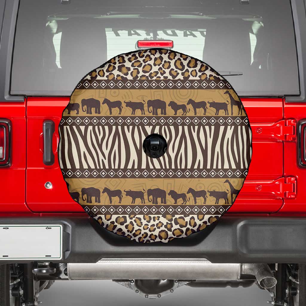 Leopards and Zebra Skins Spare Tire Cover Mix African Pattern