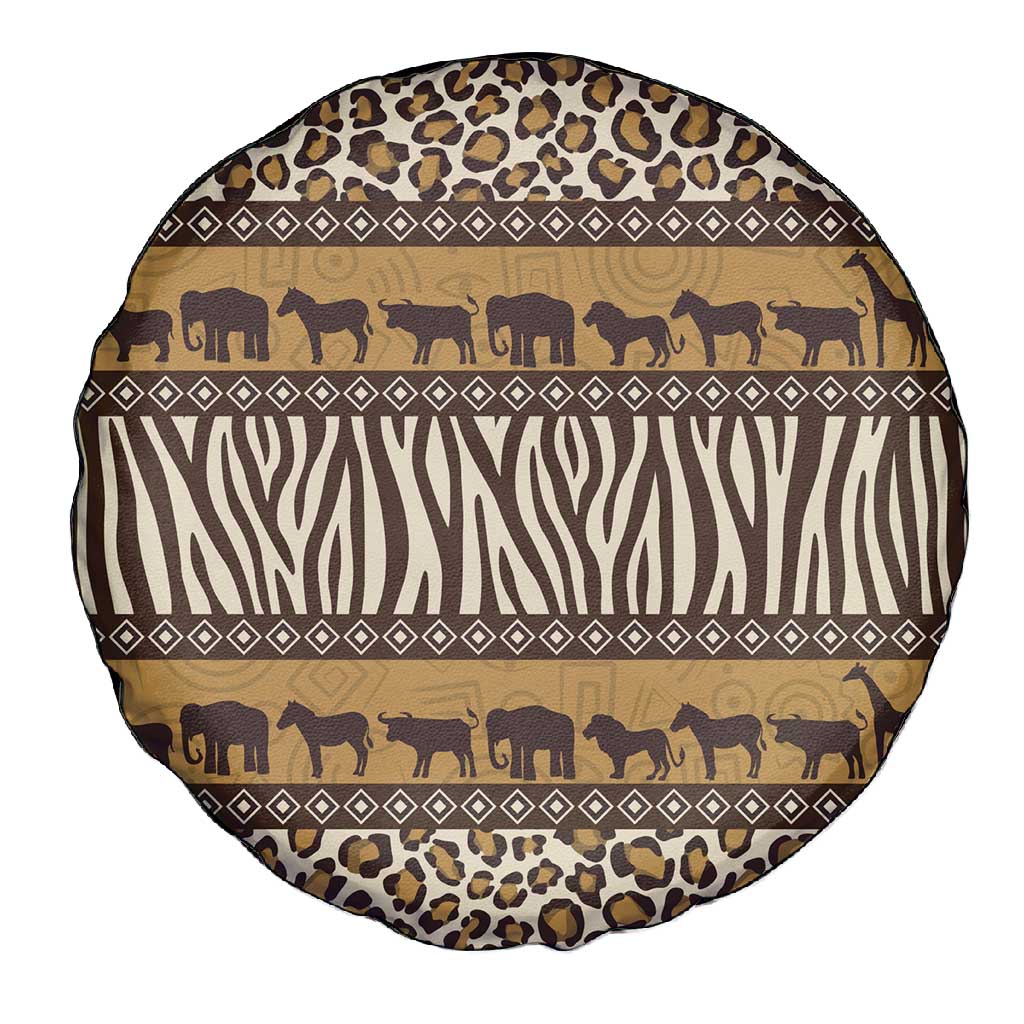 Leopards and Zebra Skins Spare Tire Cover Mix African Pattern