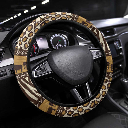 Leopards and Zebra Skins Steering Wheel Cover Mix African Pattern