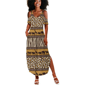 Leopards and Zebra Skins Summer Maxi Dress Mix African Pattern