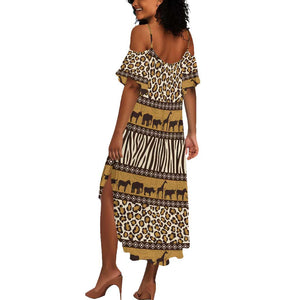 Leopards and Zebra Skins Summer Maxi Dress Mix African Pattern