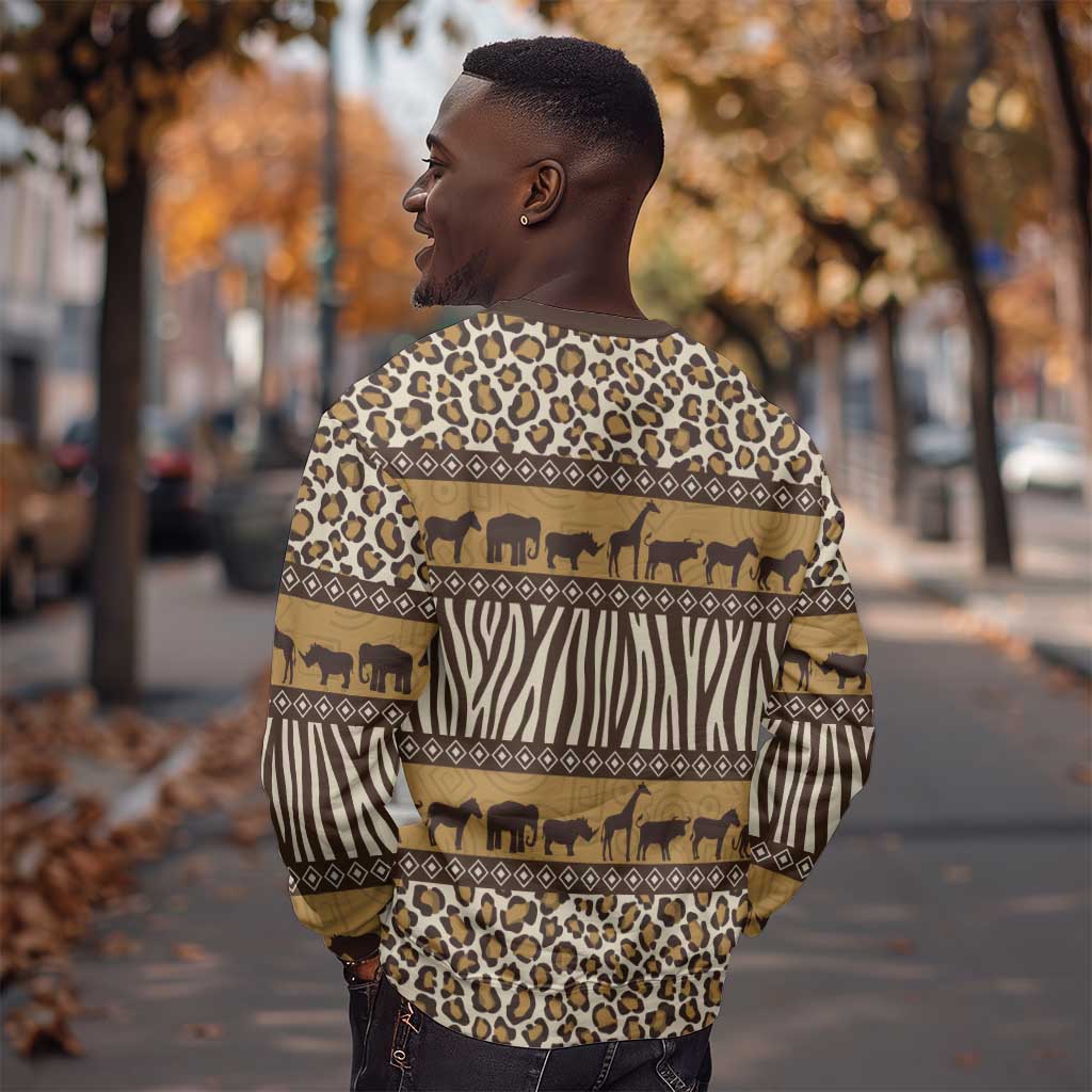 Leopards and Zebra Skins Sweatshirt Mix African Pattern