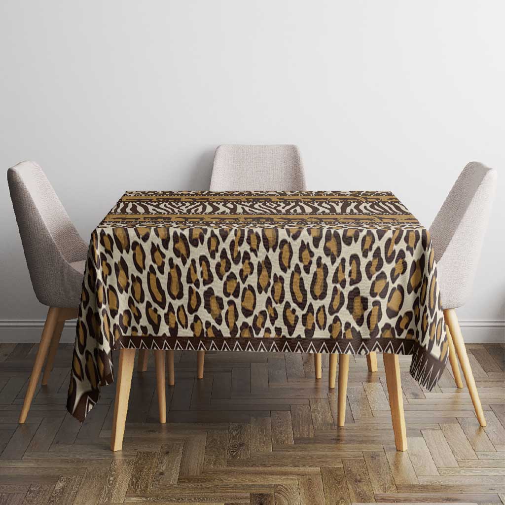 Leopards and Zebra Skins Tablecloth Mix African Pattern