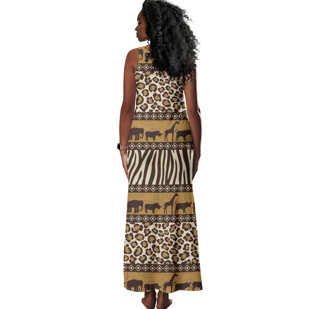 Leopards and Zebra Skins Tank Maxi Dress Mix African Pattern