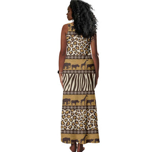 Leopards and Zebra Skins Tank Maxi Dress Mix African Pattern