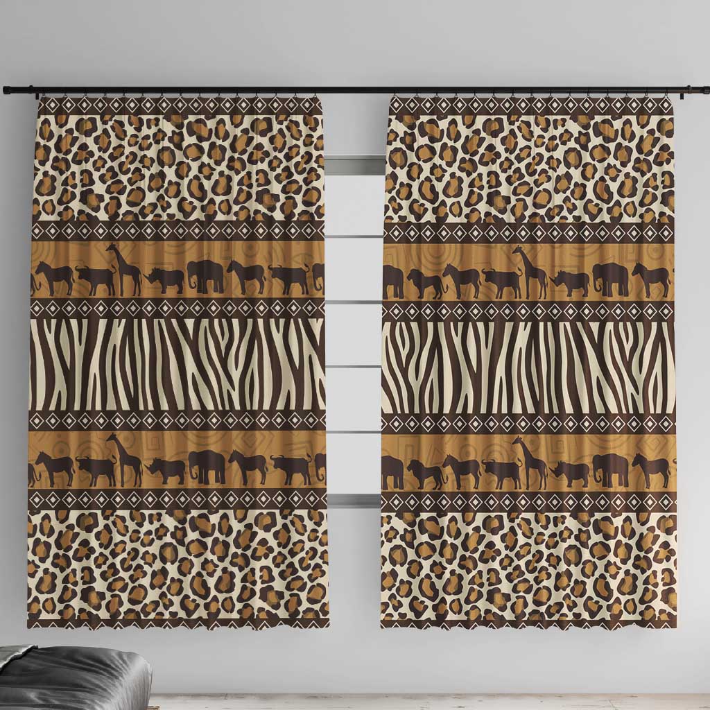 Leopards and Zebra Skins Window Curtain Mix African Pattern