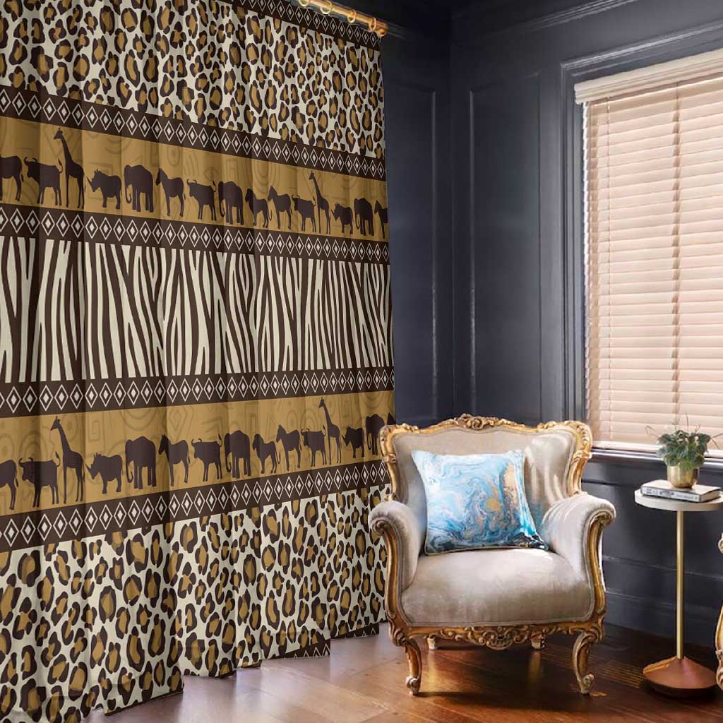 Leopards and Zebra Skins Window Curtain Mix African Pattern