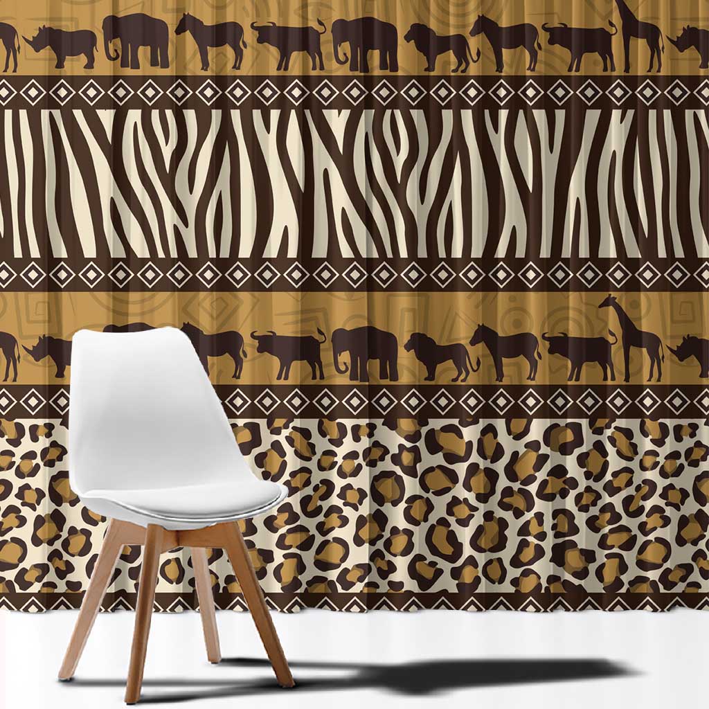 Leopards and Zebra Skins Window Curtain Mix African Pattern
