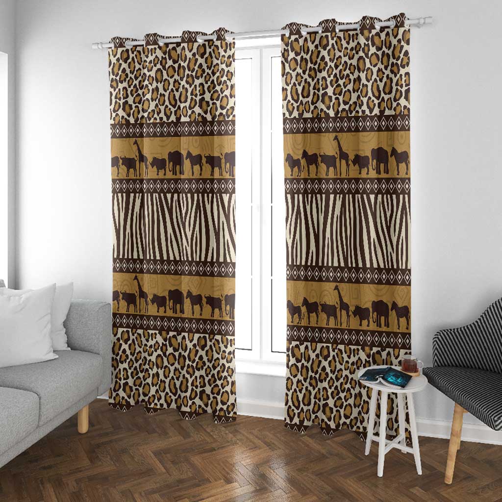 Leopards and Zebra Skins Window Curtain Mix African Pattern