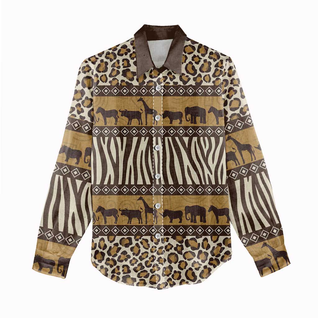 Leopards and Zebra Skins Women Casual Shirt Mix African Pattern