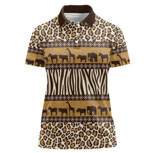 Leopards and Zebra Skins Women Polo Shirt Mix African Pattern
