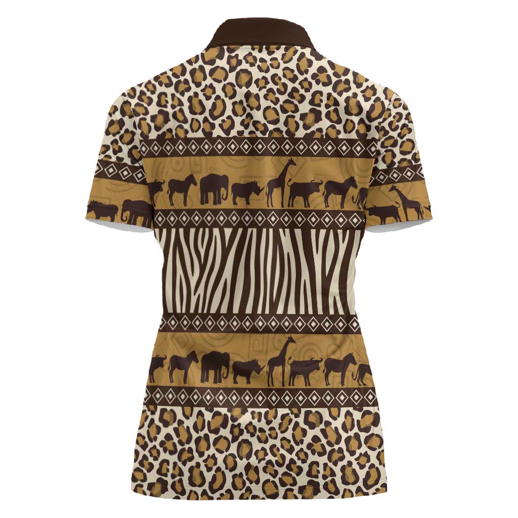 Leopards and Zebra Skins Women Polo Shirt Mix African Pattern