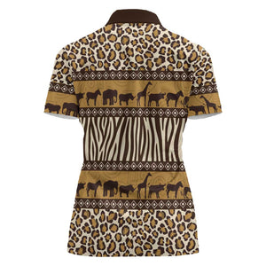 Leopards and Zebra Skins Women Polo Shirt Mix African Pattern