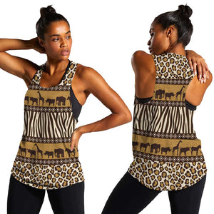Leopards and Zebra Skins Women Racerback Tank Mix African Pattern