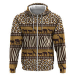 Leopards and Zebra Skins Zip Hoodie Mix African Pattern